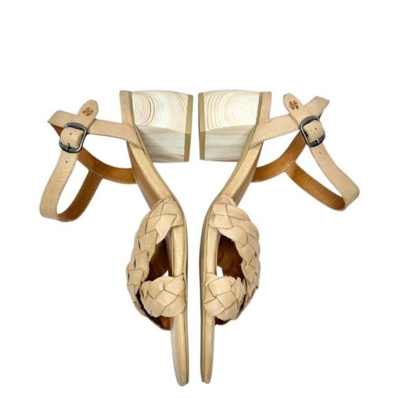 Lucky Brand Sandals Size 9.5 Tan Leather Braided Open Toe Block Heel Beachy - Picture 5 of 9